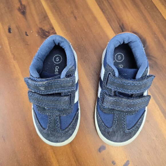 Cat & Jack Boys Navy & White Sneakers With Hook & Loop Straps Size 5 - Picture 8 of 13